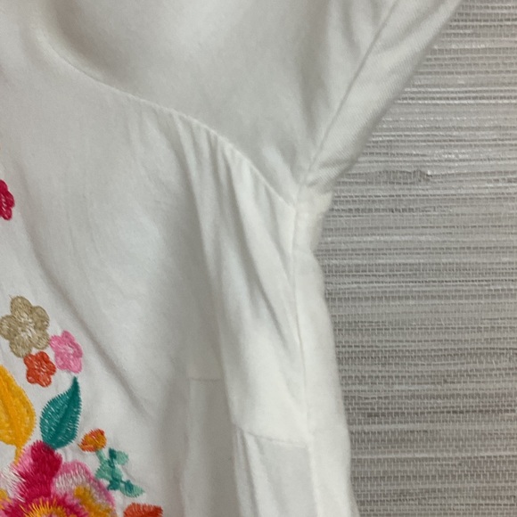 Savanna Jane V-Neck Blouse with Floral Embroidery - White and Pink Plus 1X - Picture 5 of 14